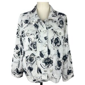 Saint Tropez West Woman 1X Floral Print Jacket